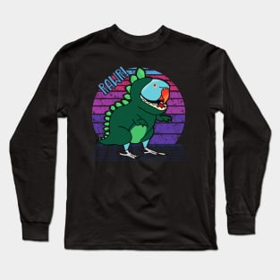 Vaporwave Blue Indian Ringneck Dinosaur Long Sleeve T-Shirt